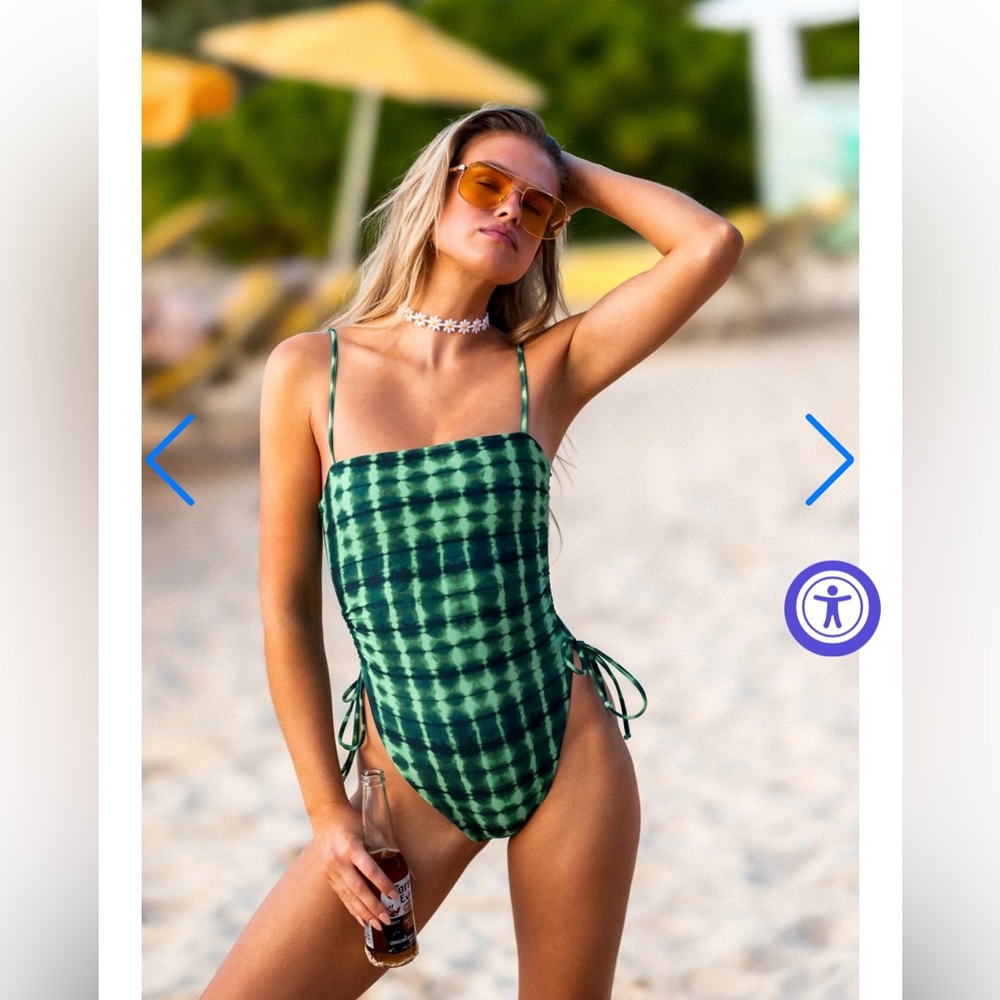 Skatie Raye Green Tie-Dye One Piece Swimsuit Reggae